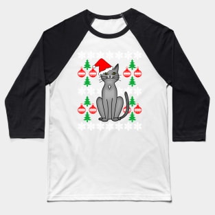 Christmas Cat Ugly Sweater Design Baseball T-Shirt